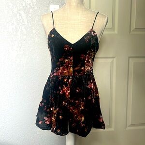 LA HEARTS DARK FLORAL VELVET ROMPER